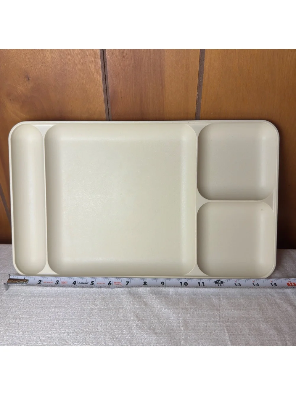 Vintage Tupperware Divided Serving Tray Beige 4 Compartment Organizer Made USA